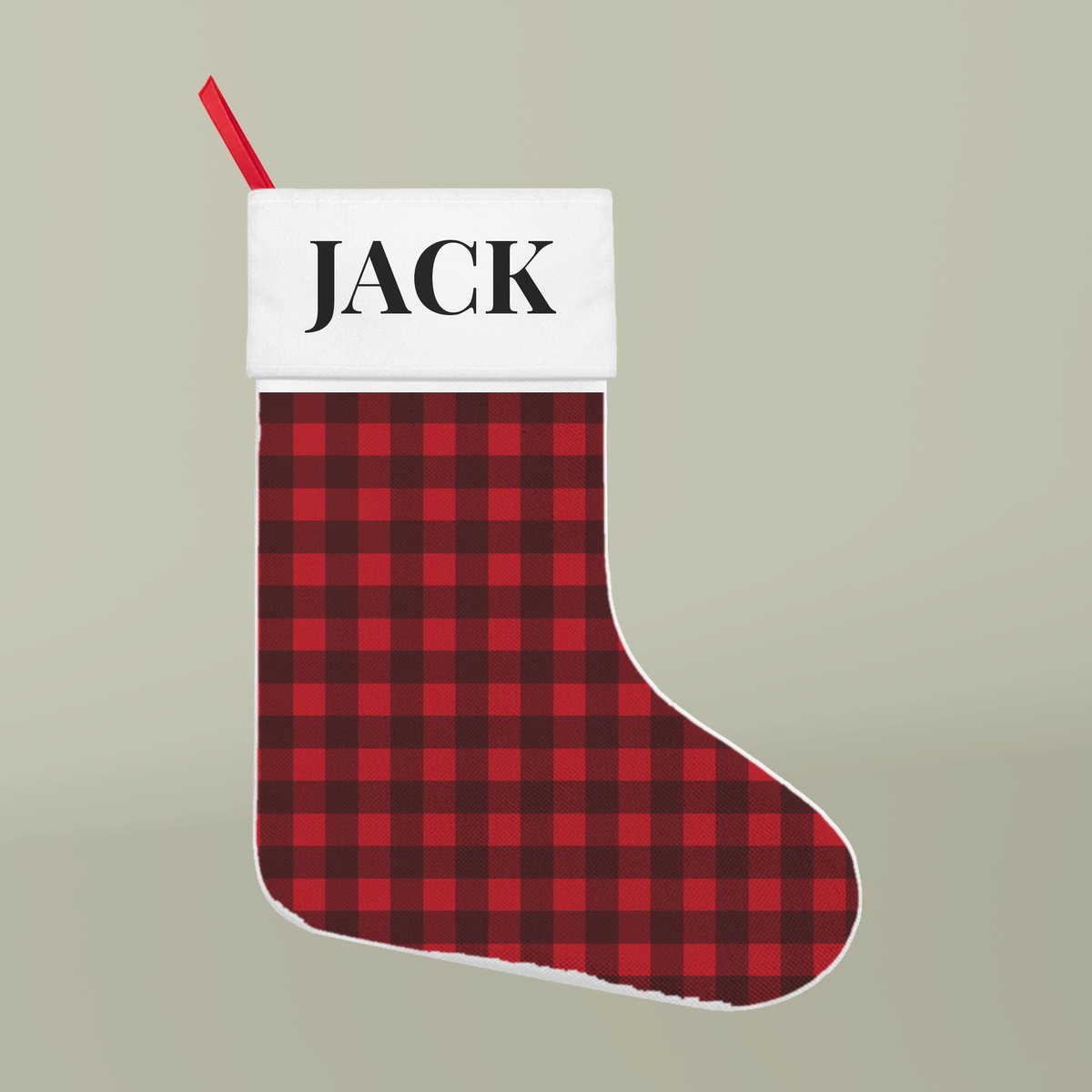 Buffalo plaid design mockup, black capitals name